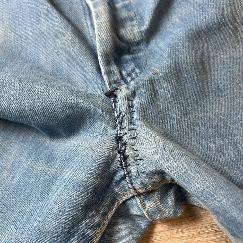 Lee Vintage Jeans Mens 37x30 Blue Light Wash Talon 42 Zip Distressed Workwear